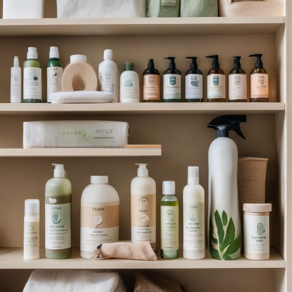 Eco-Friendly Cleaning Products on a Shelf