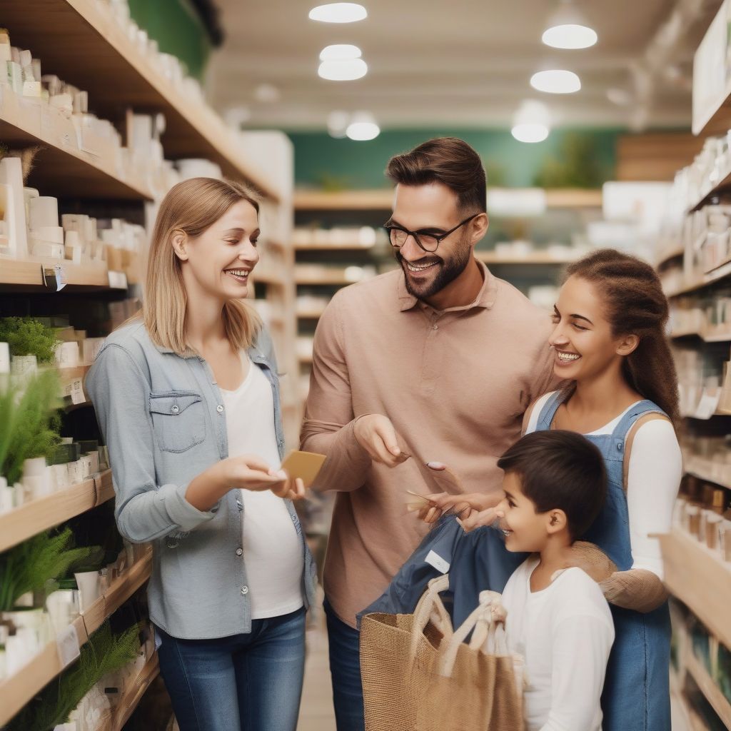 Family Choosing Eco-Friendly Products