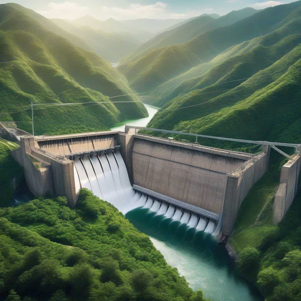 Hydroelectric Dam Powering a City