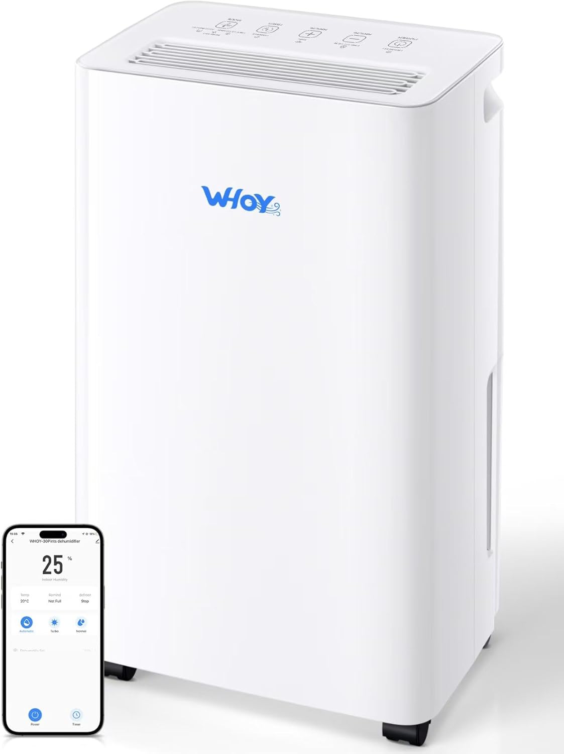 Dehumidifier for Home, 2000 Sq. Ft., Max 50 Pints(Standard 30 Pints), 1.6L Tank, App-Controlled, With 4.9 ft Drain Hose,Child Lock, Smart Ideal for Bedrooms & Living Rooms
