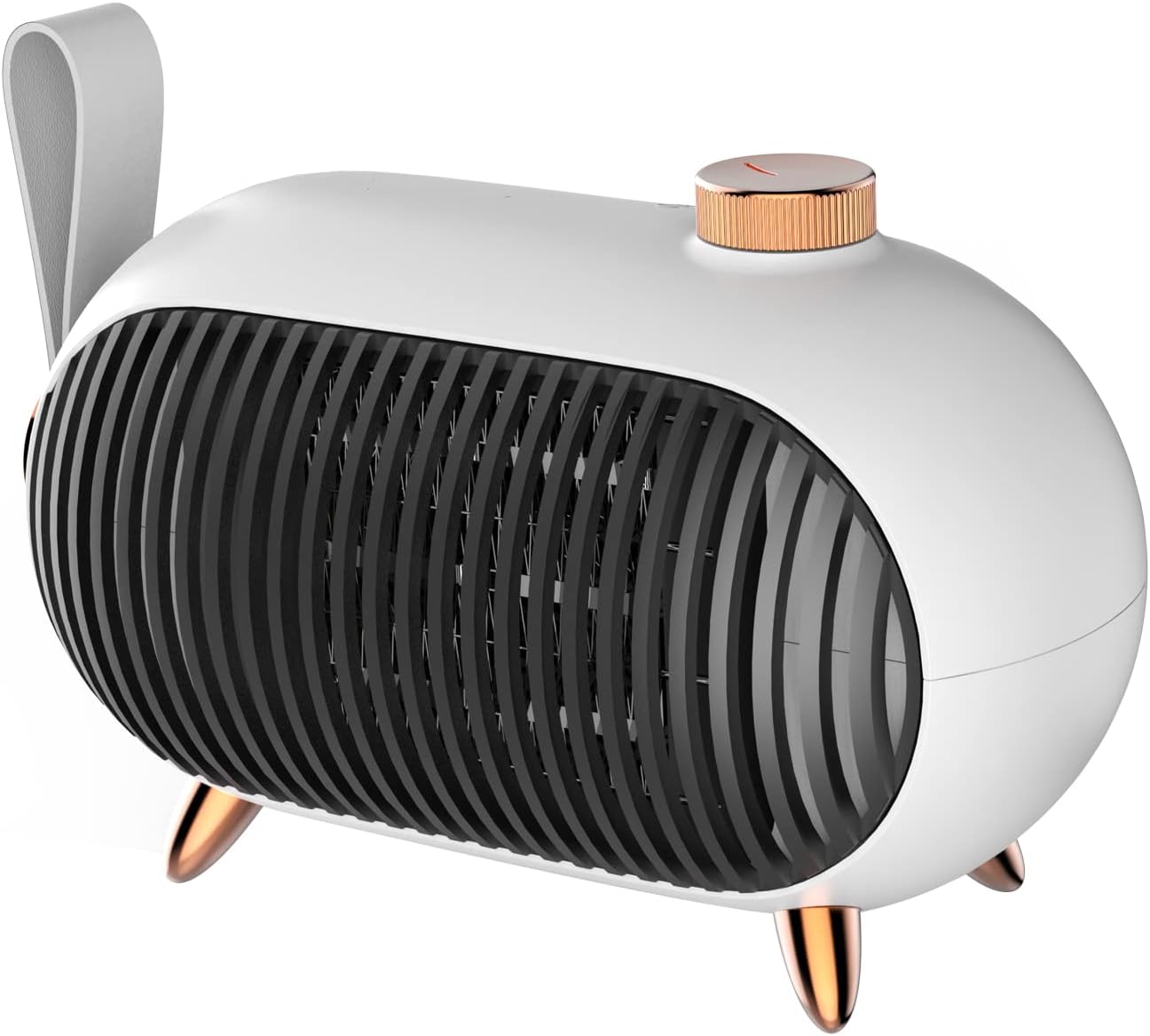 Space Heater – Portable Mini Heater for Home and Office – Energy-Efficient Small Space Heater with Overheating Protection – Retro Heater for Bedroom, Camping Tent, RV Trailer (White)