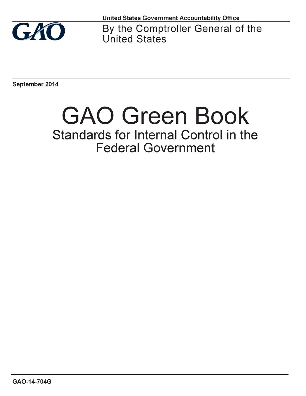 GAO Green Book Standards for Internal Control in the Federal Government