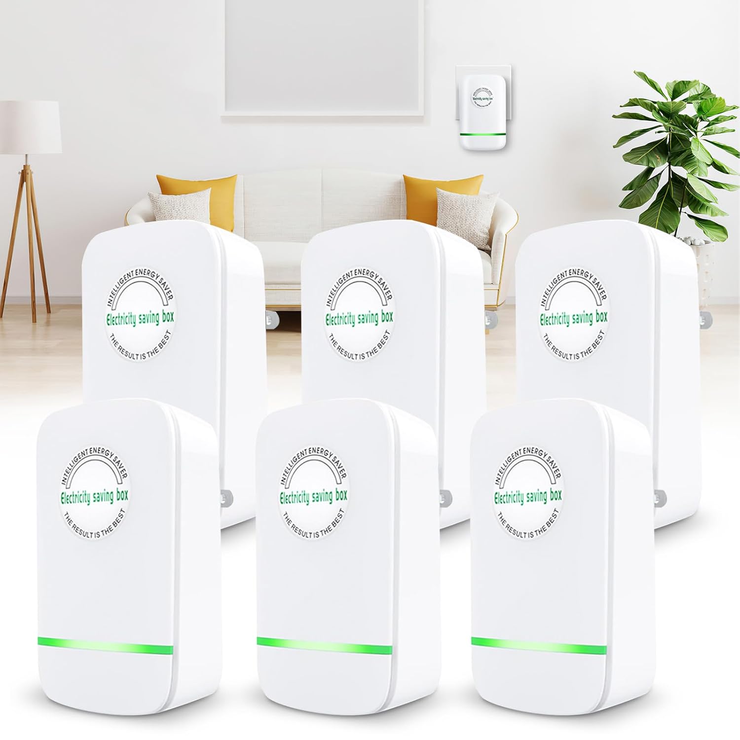 Stop Watt Energy Saving Device, Power Saver Electricity Saving Device Save Electricity, Stopwatt Energy Saving Device Electricity Saving Box, US Plug 90V 250V 30KW Green 6Pack