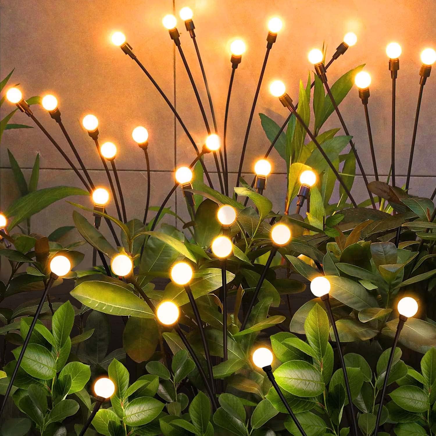 Solar Garden Lights Outdoor, 4 Pack 32LED Waterproof Solar Powered Lights for Yard Pathway Patio, Swaying Lawn Decor as Gardening Gifts for Women Holiday