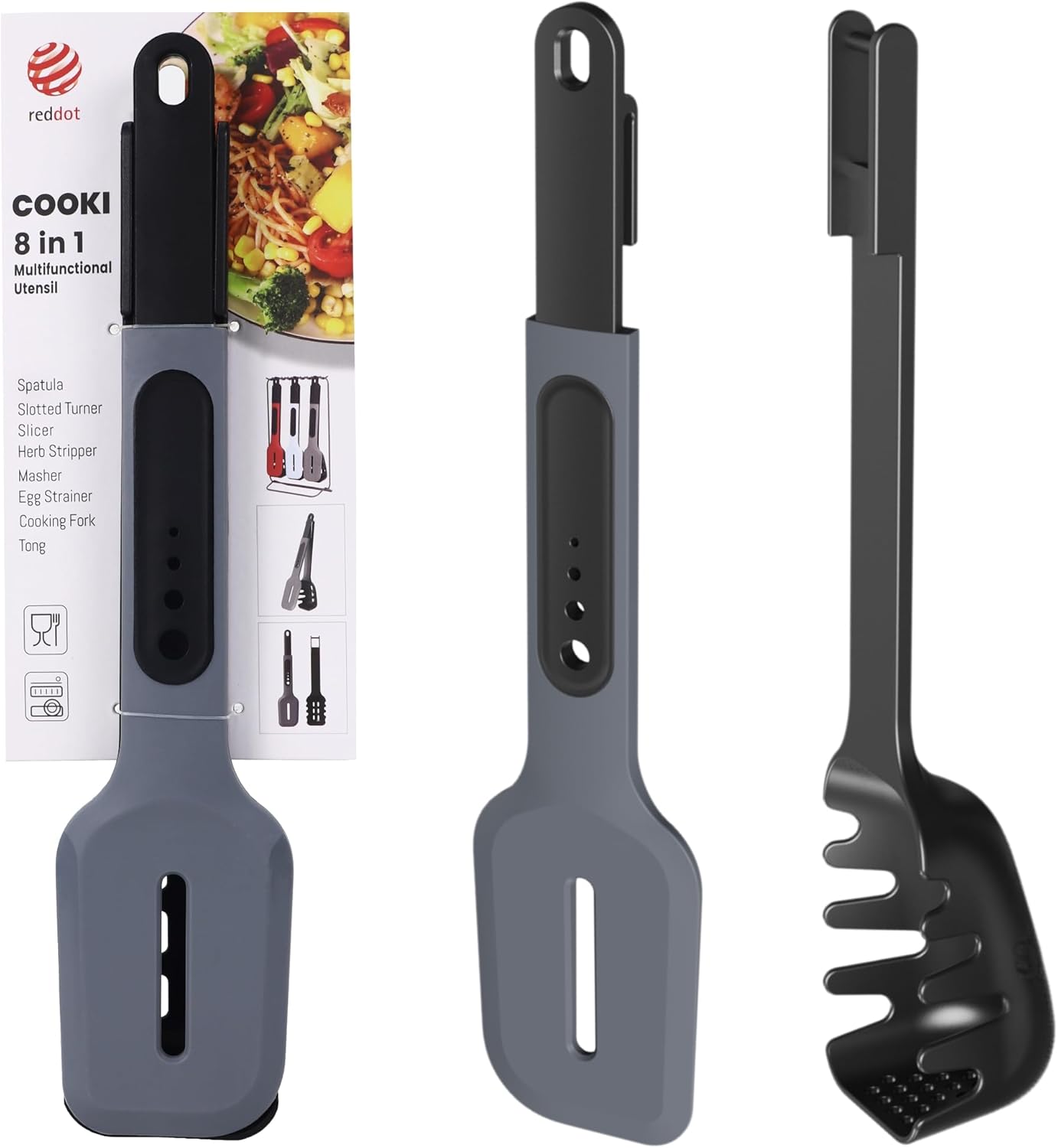 Silicone Cooking Utensils Set – 8 Functions in 2 Multifunctional Tools – BPA-Free, Non-Stick, Heat-Resistant, Space-Saving Design, Eco-Friendly, Dishwasher Safe – Kitchen Gadgets and Home Essentials