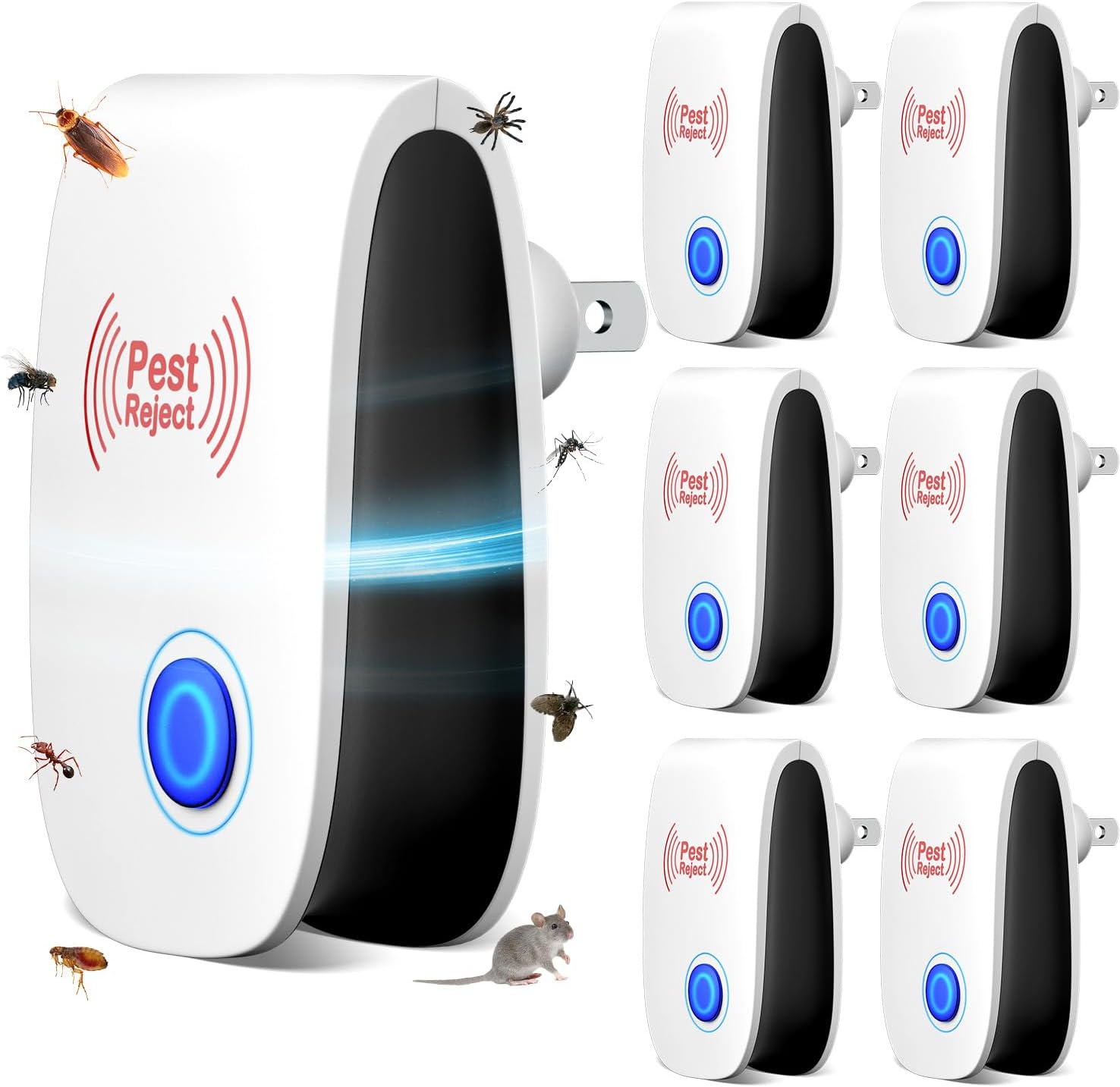 2025 Upgraded Ultrasonic Pest Repeller, Electronic Plug-in for Rodents, Mosquitoes, Cockroaches, Spiders, Ants, and More, Safe, Silent, Energy-Efficient, Ideal for Home, Office, and Warehouse, 6-Pack.