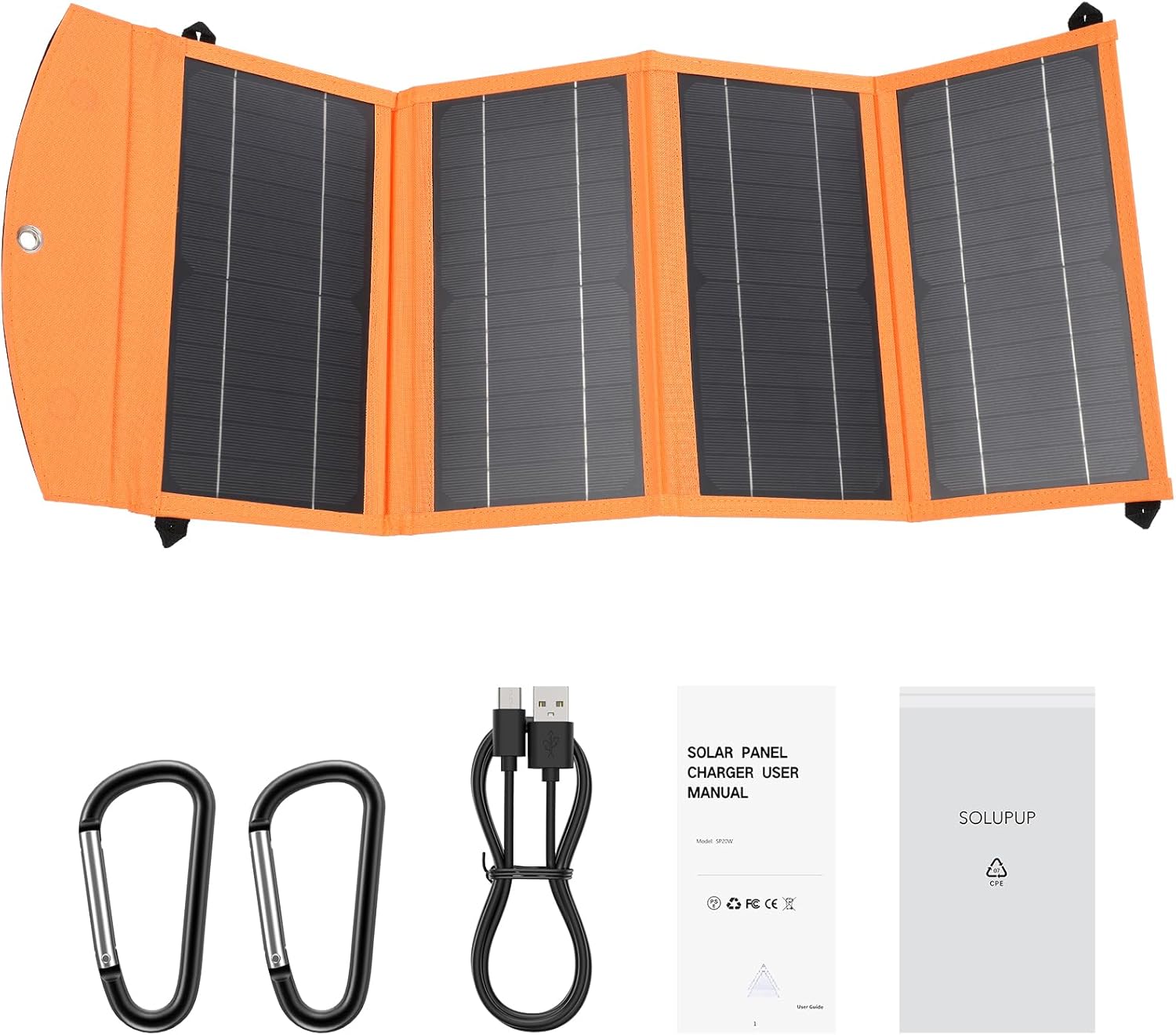 Solar Panels 30W Portable Foldable Solar Charger with 5V USB-A and USB-C Fast Charging Compatible with iPhone, iPad, Samsung, Power Banks, IPX5 Waterproof Perfect for Camping, Hiking, Outdoor