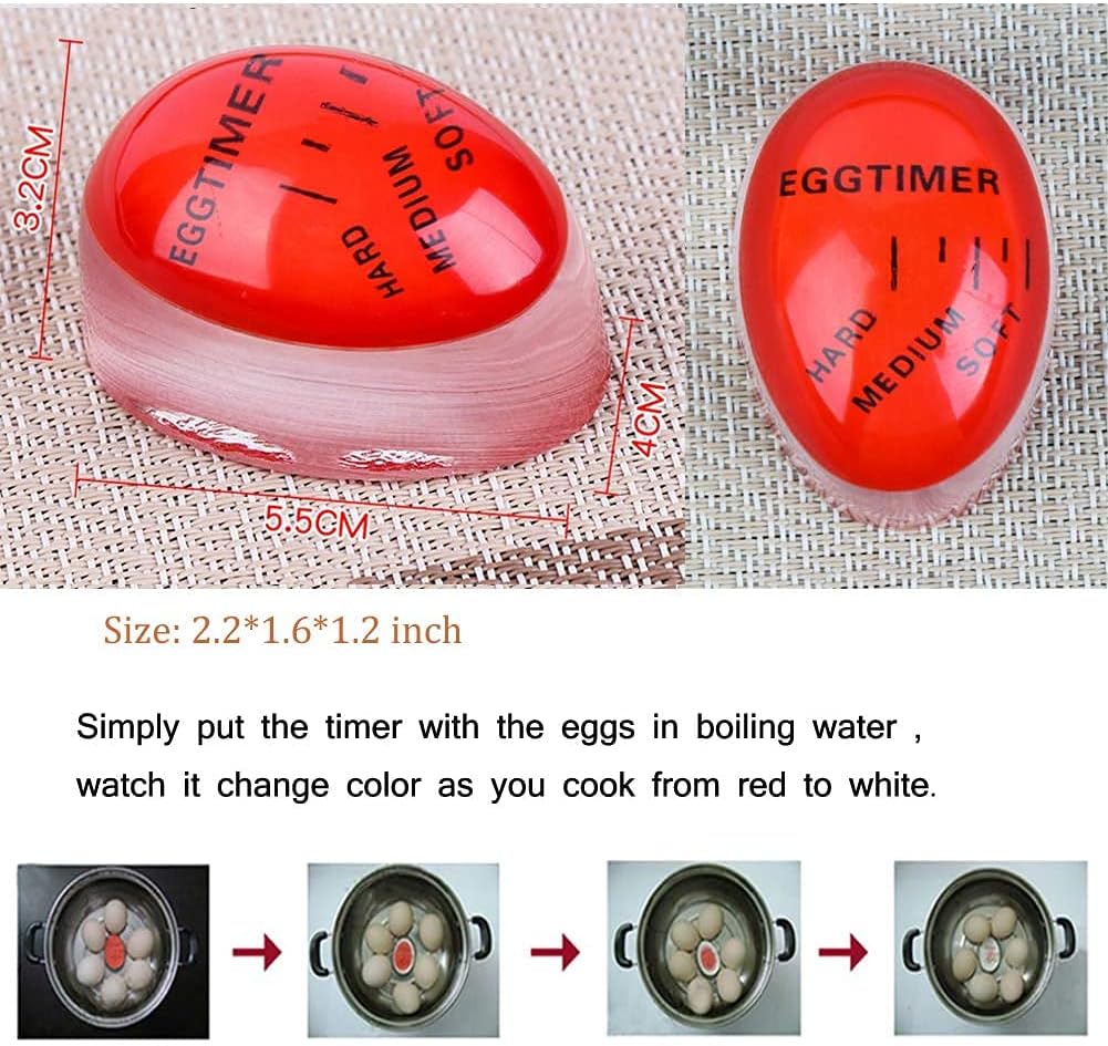 Egg Timer for Boiling Egg, 4 Pack Eco-Friendly Resin Egg Timers, Heat Sensitive Soft Medium Hard Boiled Egg Color Changing Timer Reusable Food Grade Safe Egg Timer Kitchen Gadget Tools, BPA Free
