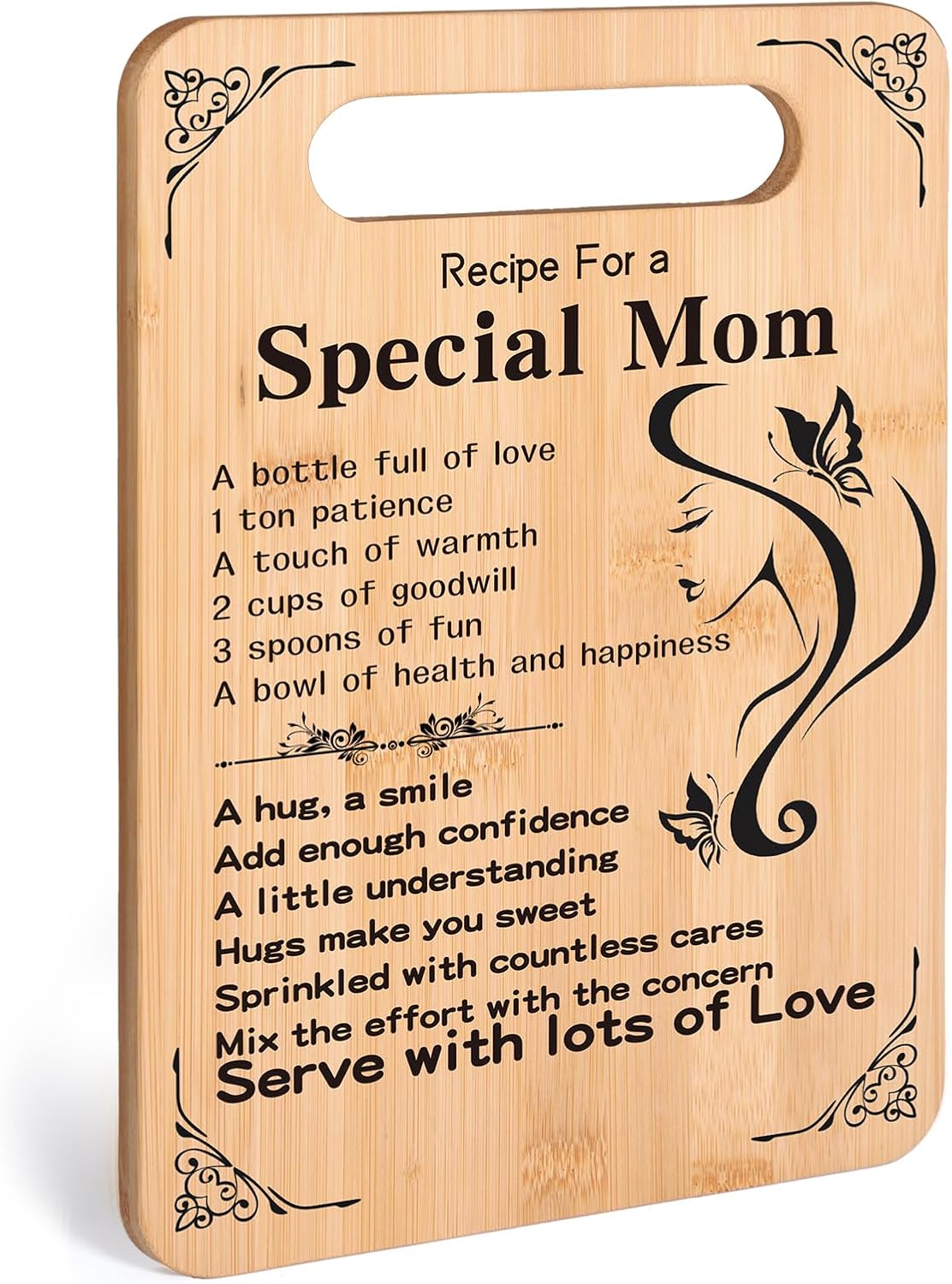 Thoughtful Gift for Mom Natural Bamboo Cutting Board - Perfect Mother\'s Day, Moms Birthday Gift Ideas, Cute Mom Gifts From Daughter Son,Mothers Day Kitchen Gadgets for Cooking