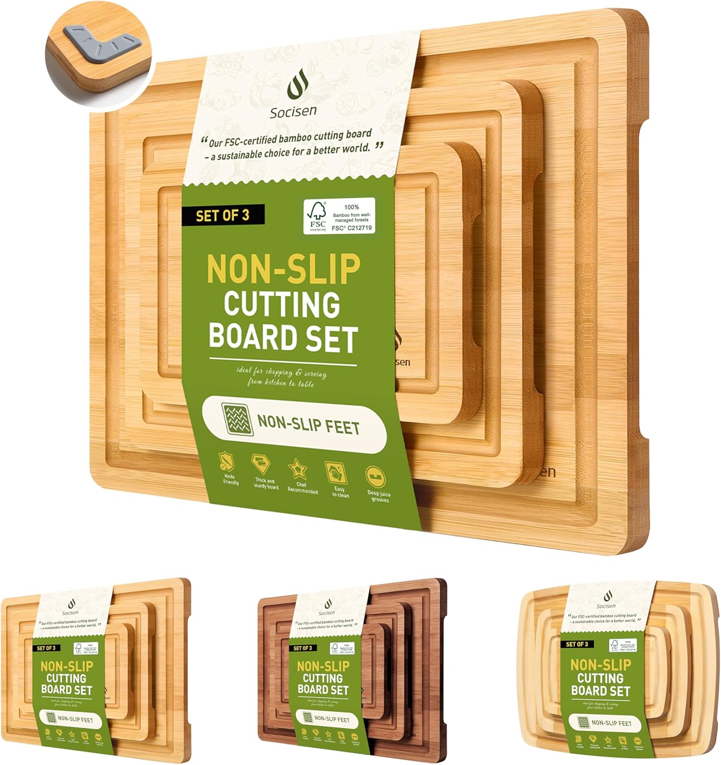 Bamboo Cutting Board Set Non Slip Feet Over Sink Kitchen Gadgets Seller 2024 First Apartment Essentials New Home Must Haves Things Stuff Accessories House Warming Decor Housewarming Hostess Host Gifts